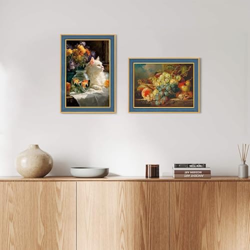 Navy 12x18 Wide Border Gold Frame - Antique Finish, Premium Wall Decor