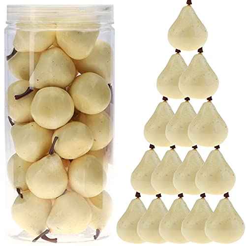 27 Pcs Small Artificial Pears,Mini 1.8 Inch Fake Pear for Decoration, Realistic Plastic Fake Fruits for Home Kitchen Party Decor