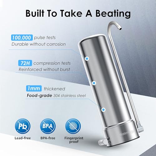 Waterdrop CTF-01 Countertop Water Filter for Sink Faucet - Stainless Steel / Basic-2 Filters