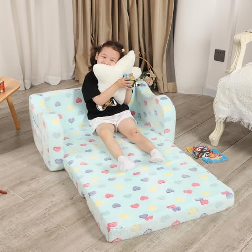 MOMCAYWEX Kids Sofa Chair, Extra Wide 2-in-1 Foldable
