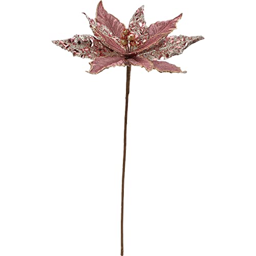 Briful 12'' Large Heads Christmas Glitter Poinsettia Flowers Tree