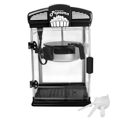 Popcorn Maker Machine 4 Qt. Stir Crazy Popcorn Popper with Nonstick Kettle - Black