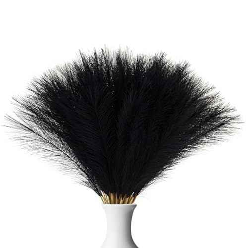 30Pcs Faux Pampas Grass,21.6" Artificial Pompous Grass for Home Wedding Boho Valentine St. Patrick Independence Halloween Fall Christmas Party Decor,Black
