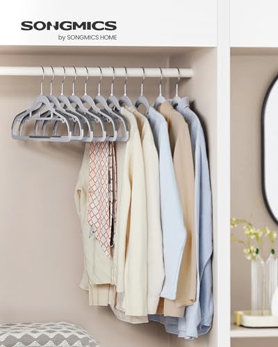 Space-Saving Plastic Coat Hangers Pack of 50 - Light Gray & Dark Gray