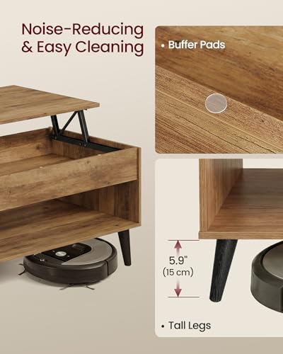 VASAGLE Lift Top Coffee Table with Hidden Storage, Modern Mid-Century Design