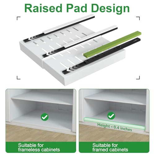 PAKETA 4 Pack Expandable Pull Out Cabinet Organizer 21" Deep, White, Adjustable Width 12-20"