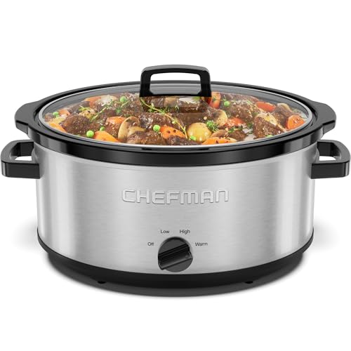 7 Quart Slow Cooker - Large Family Size with Removable Ceramic Crock & Glass Lid