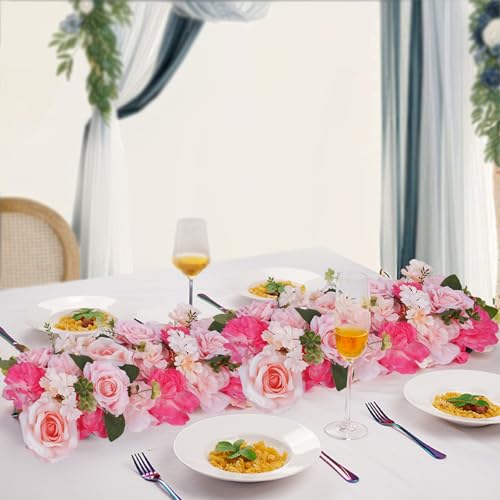 Pink Wedding Arch Decorations 10 Pack - 20.47 Inch Faux Silk Flowers