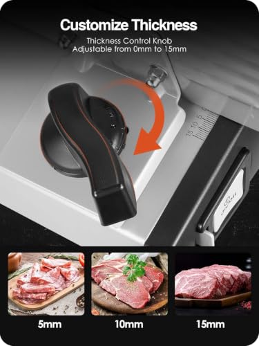 200W Electric Meat Slicer with Removable 7.5-Inch Serrated Blade - Adjustable Thickness