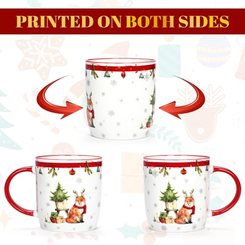 Homlouue Christmas Animal Mugs Set of 4 - Woodland Creatures Holiday Coffee Cups