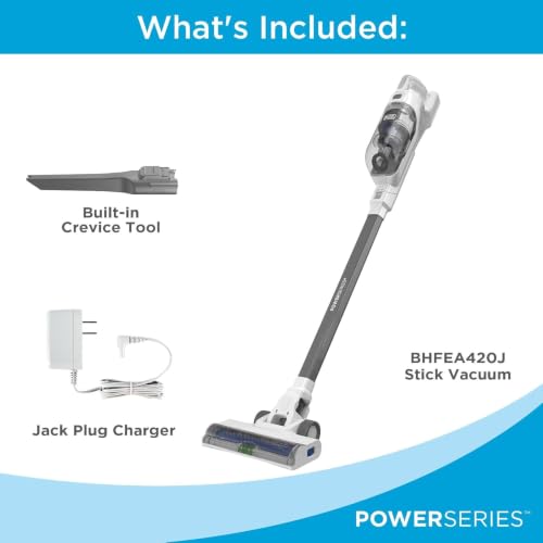 Cordless Stick Vacuum Cleaner - 16V Max, Multi-Surface, LED Lights, Lightweight, Self-Standing, Anti-Tangle - Black+Decker PowerSeries