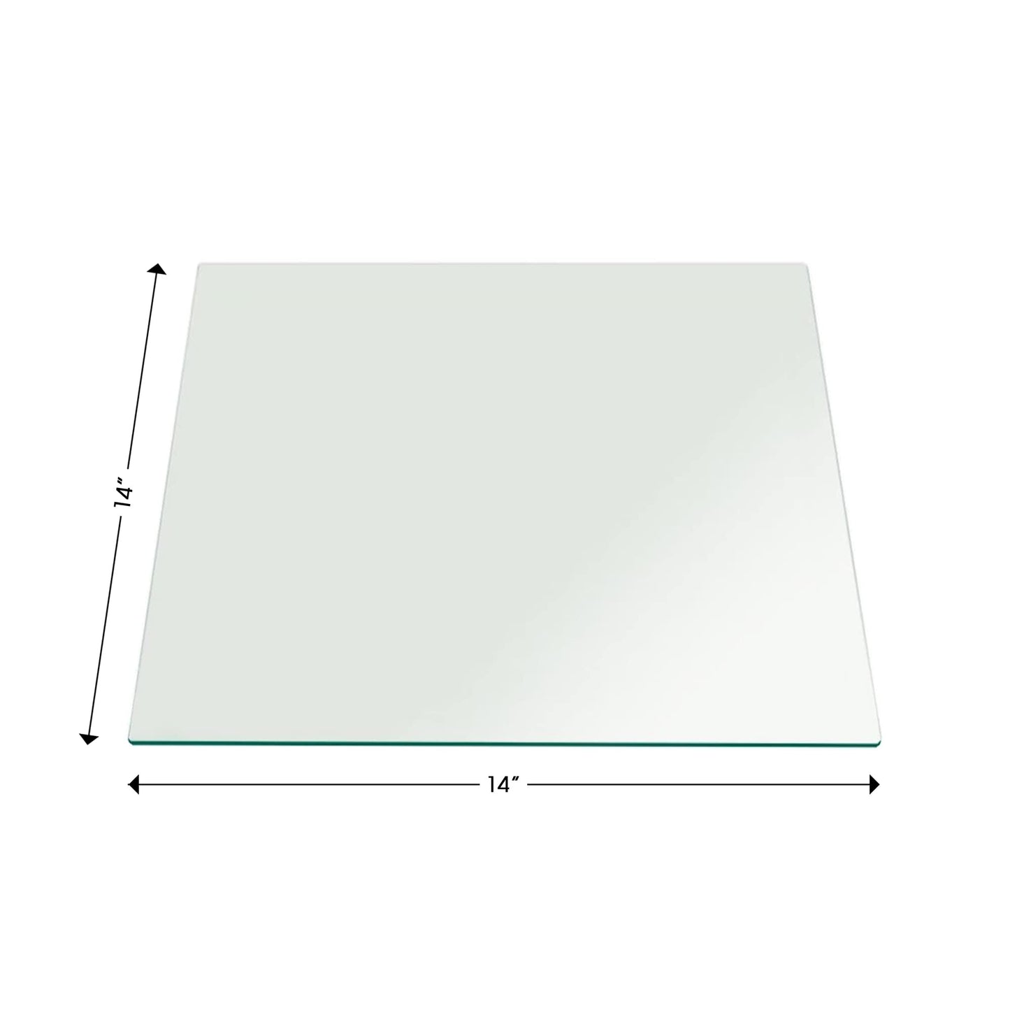 Clear Tempered Glass Table Top 14 Inch Square Flat Edge with 3/8 Inch Thickness for Dining, Coffee or Side Tables by Fab Glass and Mirror