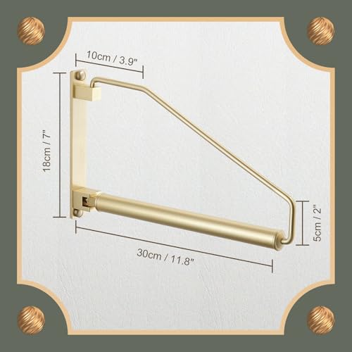 Triangle Brushed Gold Wall Mount Clothes Hanger Rack Swing Arm Organizer