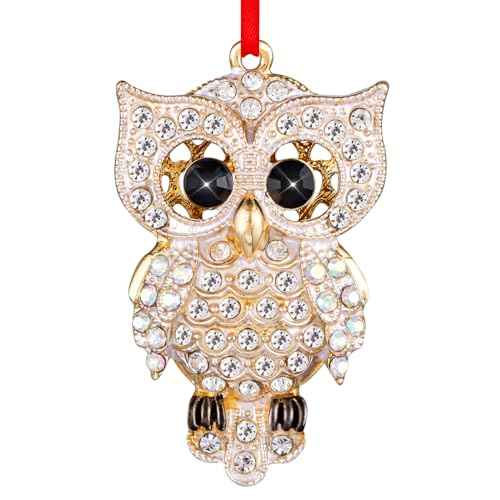 FLYAB Owl Christmas Ornaments - 2025 Metal Sparkles Ornaments for Christmas Tree Indoor Stocking Stuffers Xmas Decorations Gifts for Women Girls Mom Sisters Owl Lovers