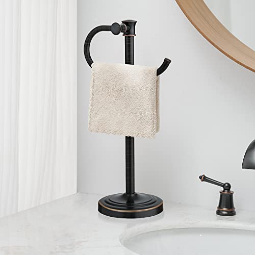 BESy Hand Towel Holder Stand - Countertop Towel Bar in Oil Rubbed Bronze