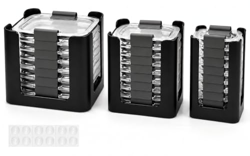 Saccik Black Food Container Lid Organizer for Rubbermaid Brilliance, 3-Piece Set
