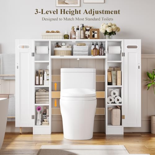 Over the Toilet Bathroom Storage Cabinet with Doors - Small Space White