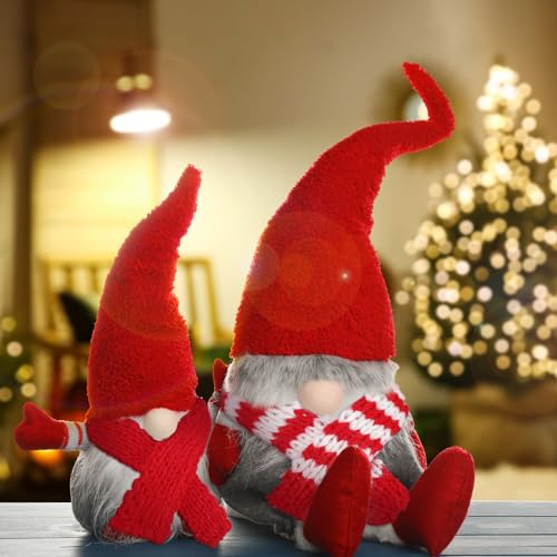 18 Pcs Mini Christmas Scarves Knitted Snowman Decor Red White - Variation Red White / 18