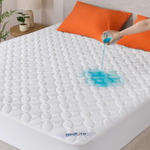 Queen Waterproof Mattress Protector - Breathable & Soft Bed Cover, Fits Up to 18 Inches
