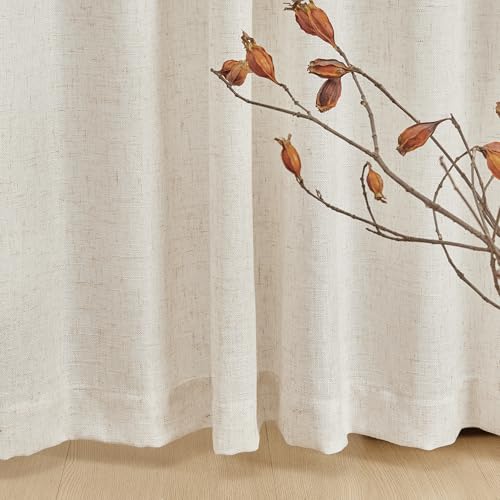 Linen Curtains for Sliding Door - Farmhouse Semi Sheer Light Filtering 50W x 95L - Pack of 2