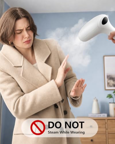 GEEZO 1600W Handheld Garment Steamer with White Water Tank, Portable Clothes Iron