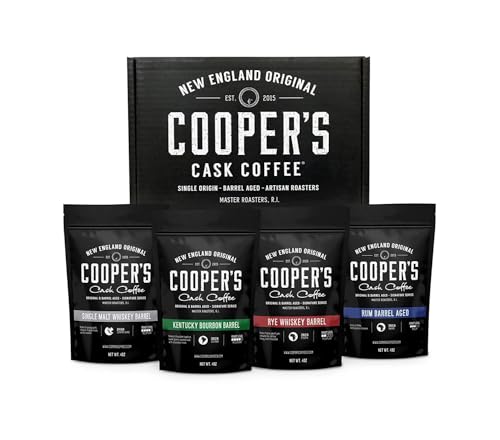 Barrel-Aged Coffee Gift Set - Whole Bean 4 Ounce Pack of 4 - Specialty Coffee