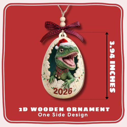 TEEBIM 04 Dinosaur Ornament 2026 – Dinosaur Christmas Ornament for Boys, Gift Box & Twine