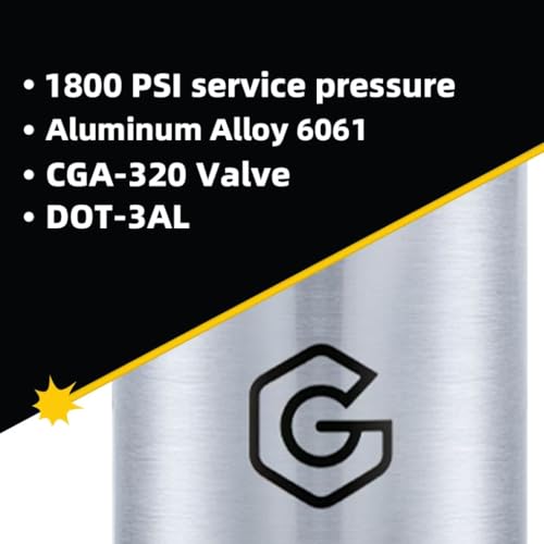5lb Aluminum CO2 Tank with CGA-320 Valve DOT Approved for Beverage and Gas Use