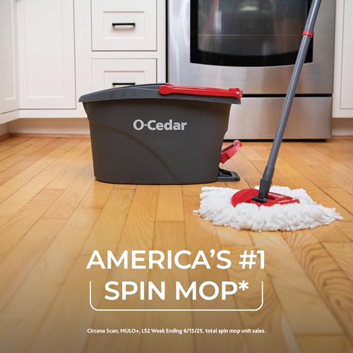 Spin Mop & Bucket Floor Cleaning System with 2 Extra Refills - Hands-Free Wringing