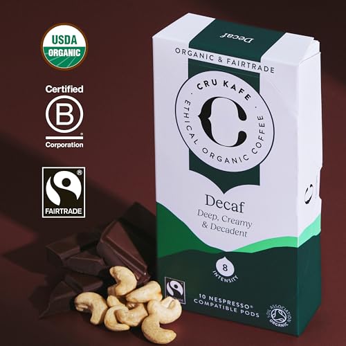 Cru Kafe Decaf Organic Espresso Pods Pack of 50 for Nespresso Original Line