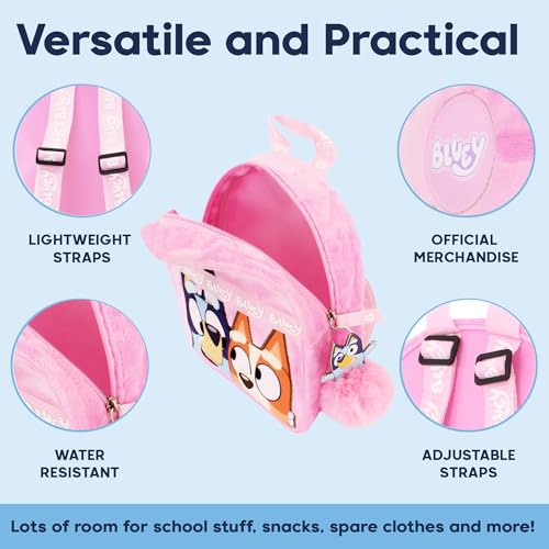 Bluey Kids Backpack for Girls – Toddler & Preschool Pink Travel Bag