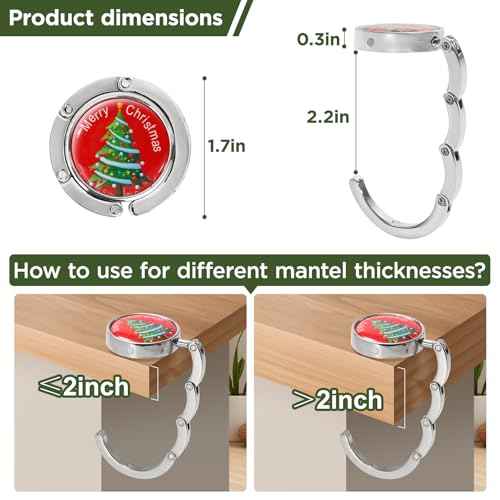 COTOPHER Christmas Stocking Holders for Mantle Set of 3, Non-Slip Handbag Hook Holder Bag Hanger, Fireplace Stocking Hooks for Mantel Santa Claus Xmas Decoration Party Decor Silver Flat Weighted