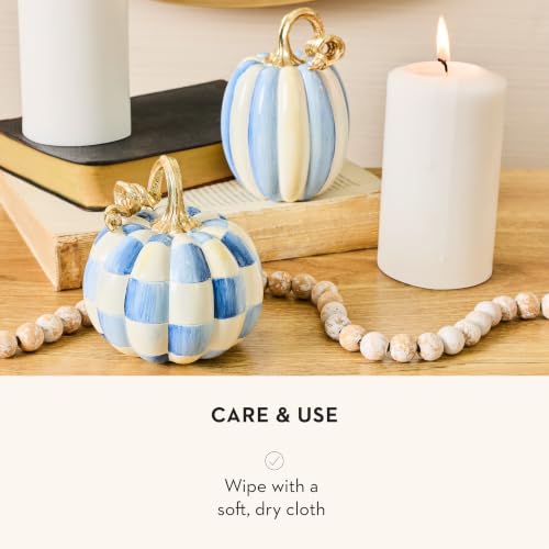 MacKenzie-Childs Resin Pumpkins Set Royal Check & Stripe Petite Autumn Decor