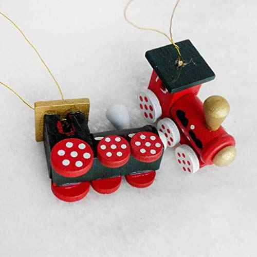 NUOBESTY 6PCS Mini Wooden Train Ornaments Christmas Hanging Ornaments Tree Decoration Kids Toys Gift