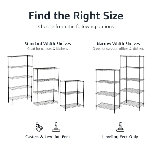 Adjustable Heavy Duty Wire Shelving 36x14x72 Black - 5 Shelf Garage Storage Racks
