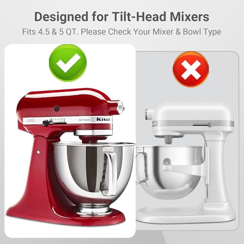 OUOLife Gray Stainless Steel Flex Edge Beater for 4.5-5 Qt KitchenAid Mixer, Dishwasher Safe