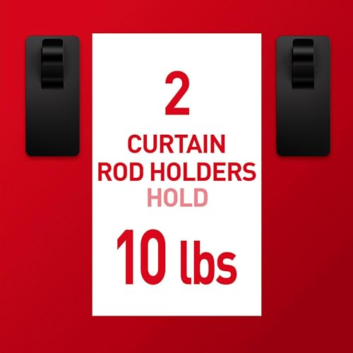 Command Medium Black Curtain Rod Hooks with 4 Hooks and 12 Strips - Damage-Free Installation