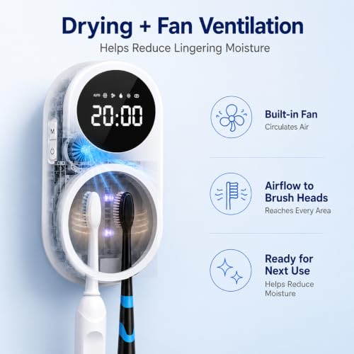 iHave UV Toothbrush Sanitizer Holder 2 Slots Wall-Mounted Auto Disinfection - White