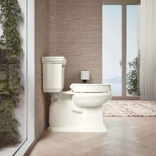 Elevated Soft Close Elongated Toilet Seat - Biscuit, 3-Inch Height, Quiet-Close