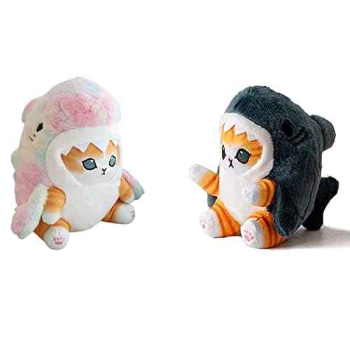 Cute Shark Cat Plush Toy, 8'' Cat Face Shark Stuffed Animal Plushies Doll, Kawaii Soft Stuffed CatShark Pillow for Boys and Girls Birthday Gift (Blue)