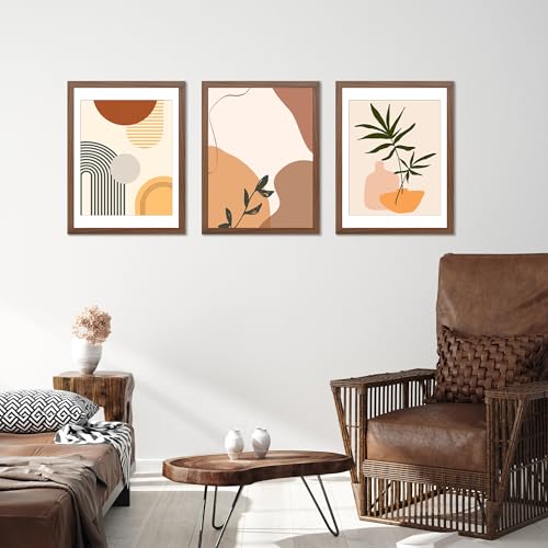 YESKAY 18x24 Brown Picture Frame Set of 3 for Wall Display, Hang Horizontal or Vertical