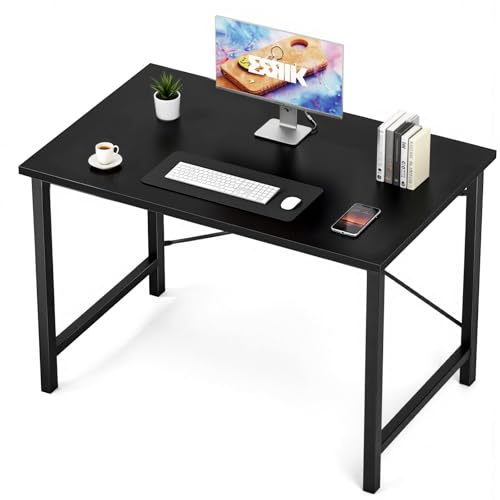 Sweetcrispy 40-Inch Small Computer Desk for Bedroom, Black - Modern Study & Office Table