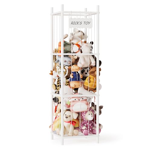 Large Stuffed Animal Storage Organizer 15.8W x 15.8D White Toy Cage for Playroom