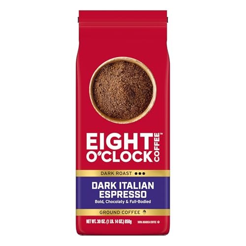 Eight O'Clock Coffee Dark Italian Espresso Ground Coffee 30oz Pack of 1 - Bold & Chocolaty