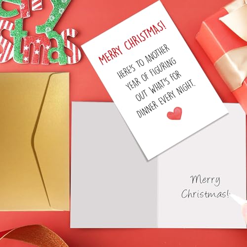 Heart Christmas Card for Husband Wife - Funny Holiday Card for Him Her, Unique 8x5.3in