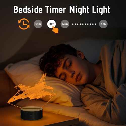 Warplane Night Lights,Kids Airplane 3D Night Light Bedside Lamp Fighter Toy Light 7 Colors Changing with Remote Control Best Christmas Gifts and Birthday Gifts for Boys Girls Kids Baby