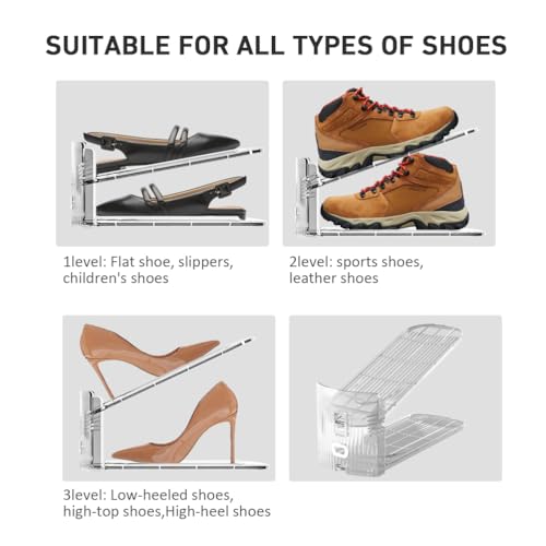 36-Pack Clear Shoe Slot Organizer Shoe Stacker Space Saver Adjustable Shoe Storage