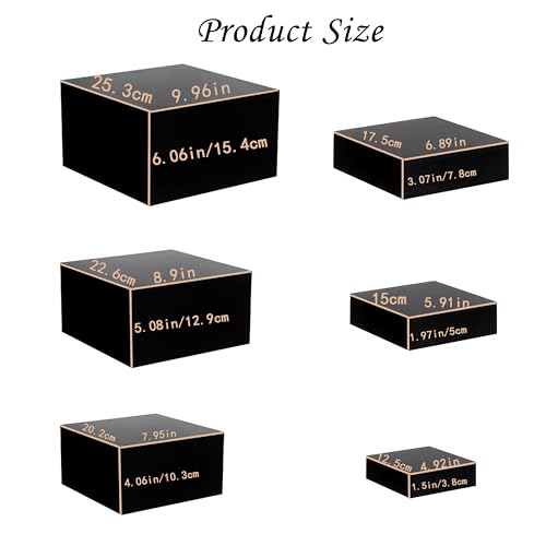 Matte Black 6-Piece Metal Buffet Risers Set - Food Display Stands, Square 5-10 Inch