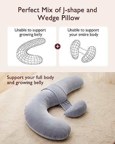 Gray Pregnancy Body Pillow with Adjustable Wedge Support - Momcozy