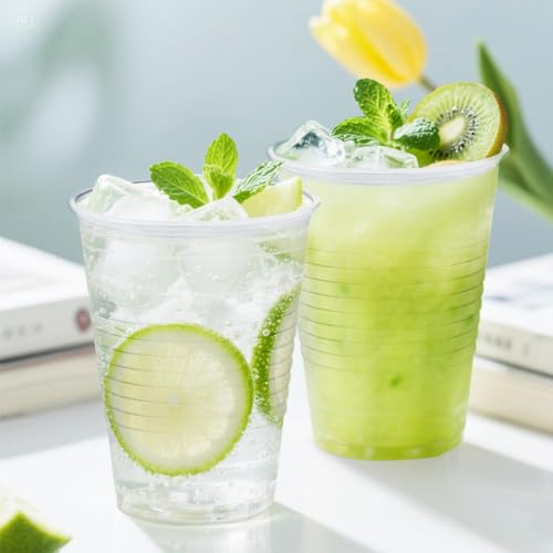 SIUQ 12 oz Clear Plastic Cups (1000 Pack) Bulk Disposable Cups